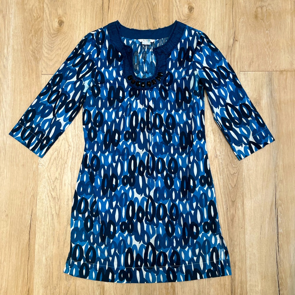 Boden Cotton Tunic with Jeweled Neck